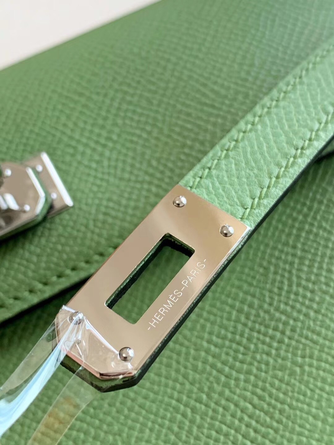 Hermes Kelly Classique To Go Wallet In Vert Criquet Epsom Calfskin