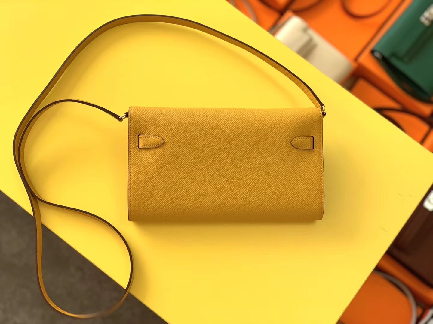 Hermes Kelly Classique To Go Wallet In Yellow Epsom Calfskin