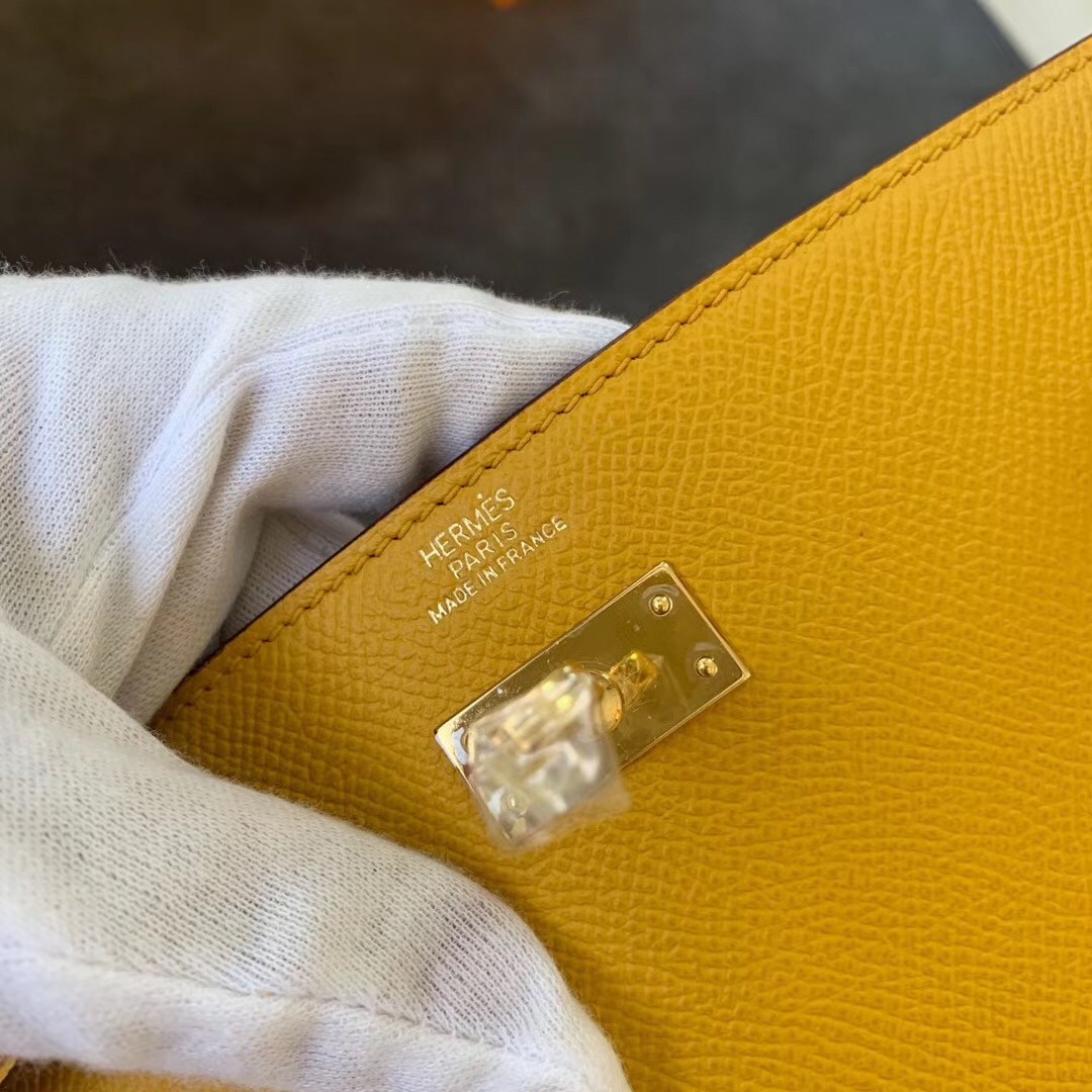 Hermes Kelly Classique To Go Wallet In Yellow Epsom Calfskin