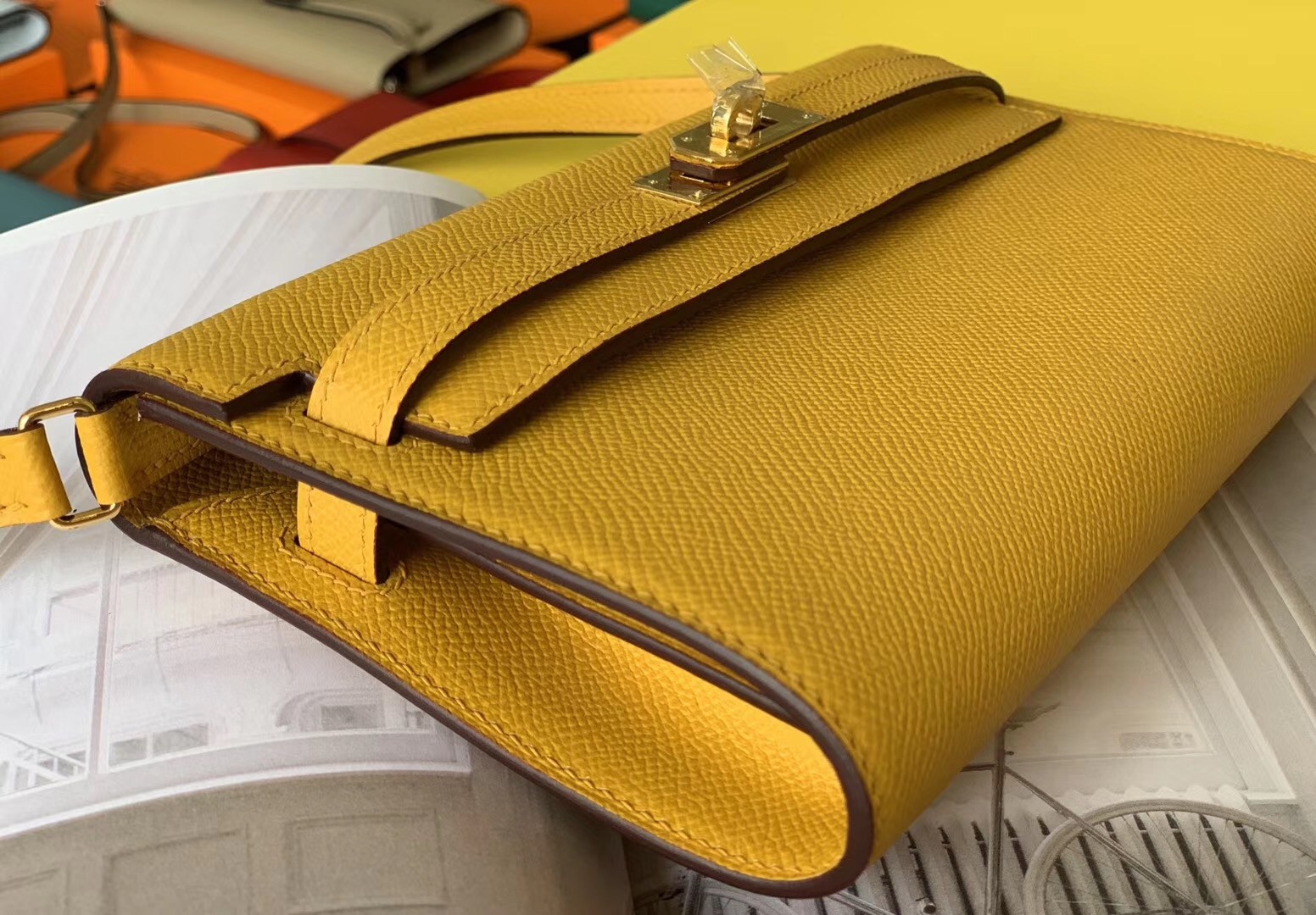 Hermes Kelly Classique To Go Wallet In Yellow Epsom Calfskin