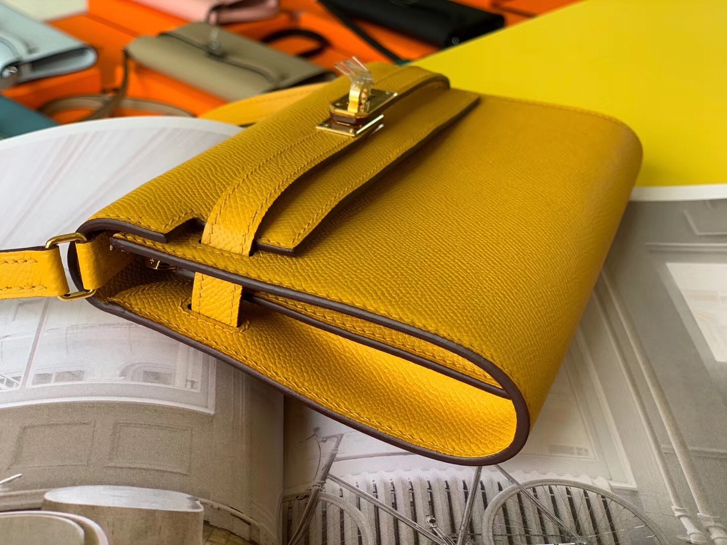 Hermes Kelly Classique To Go Wallet In Yellow Epsom Calfskin