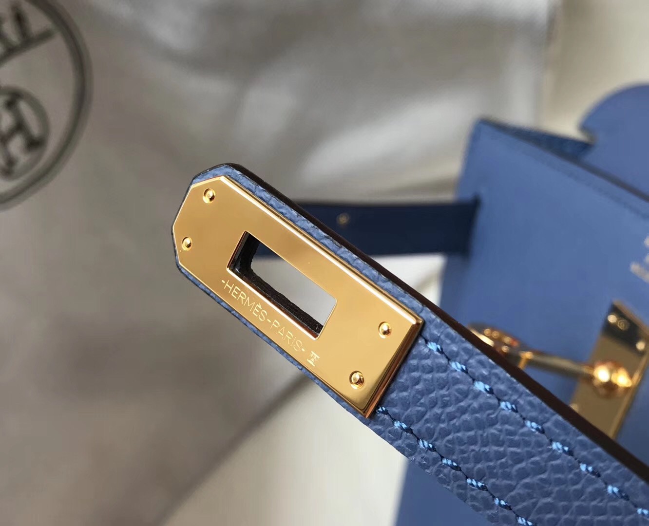 Hermes Kelly 25cm Sellier Handmade Bag In Bleu Saphir Epsom Leather