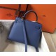 Hermes Kelly 25cm Sellier Handmade Bag In Bleu Saphir Epsom Leather