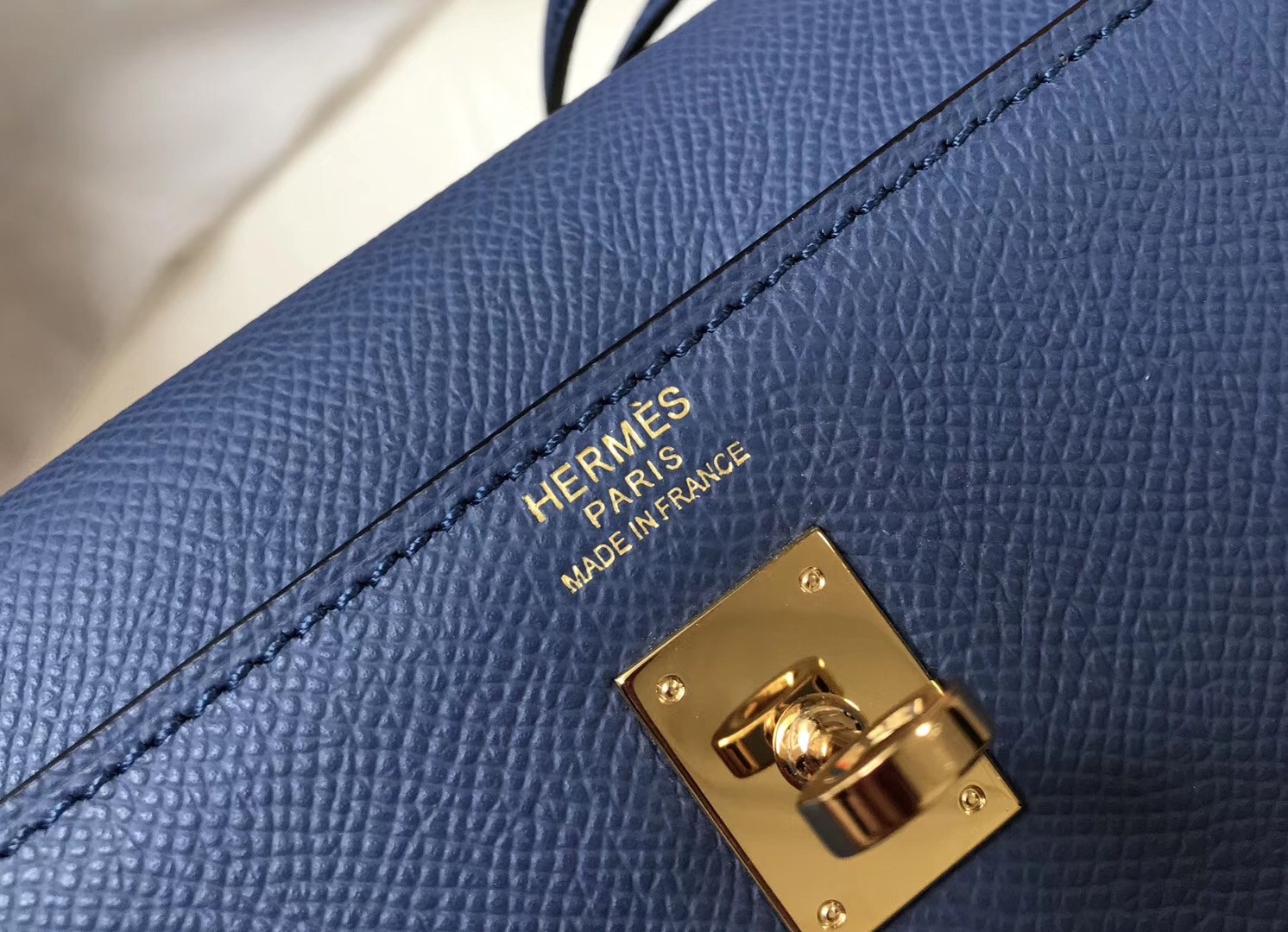 Hermes Kelly 25cm Sellier Handmade Bag In Bleu Saphir Epsom Leather