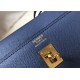 Hermes Kelly 25cm Sellier Handmade Bag In Bleu Saphir Epsom Leather