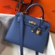 Hermes Kelly 25cm Sellier Handmade Bag In Bleu Saphir Epsom Leather