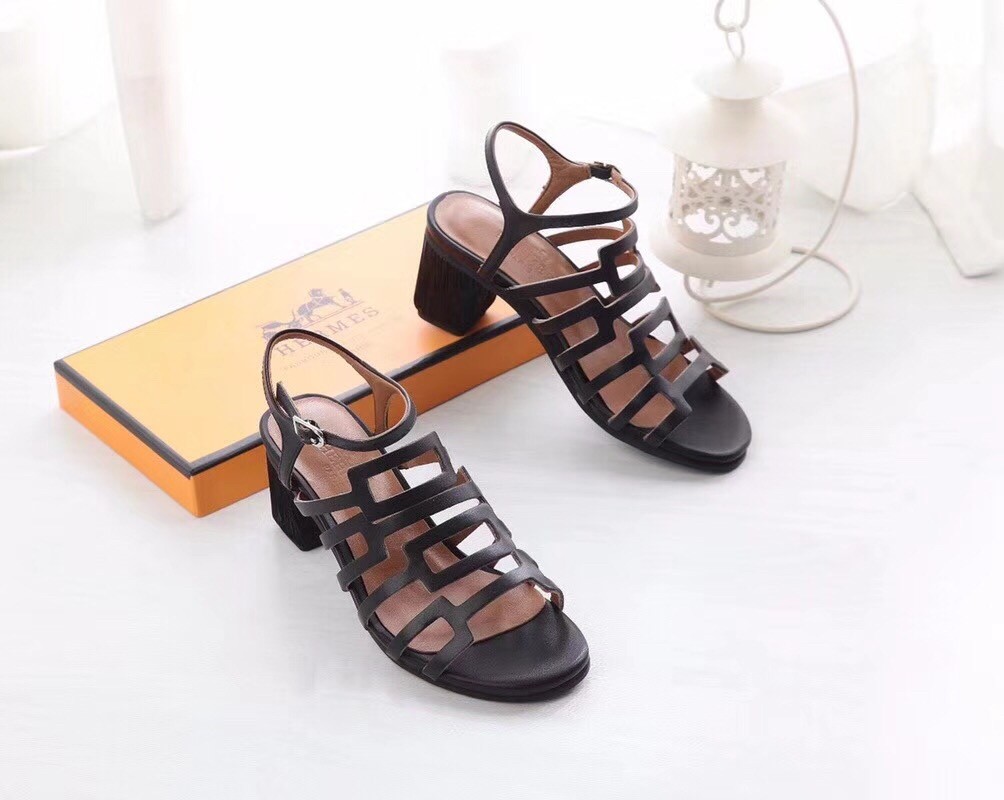 Hermes Oracle Sandals In Black Leather