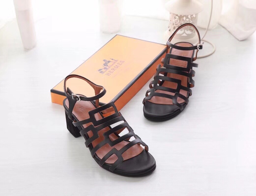Hermes Oracle Sandals In Black Leather