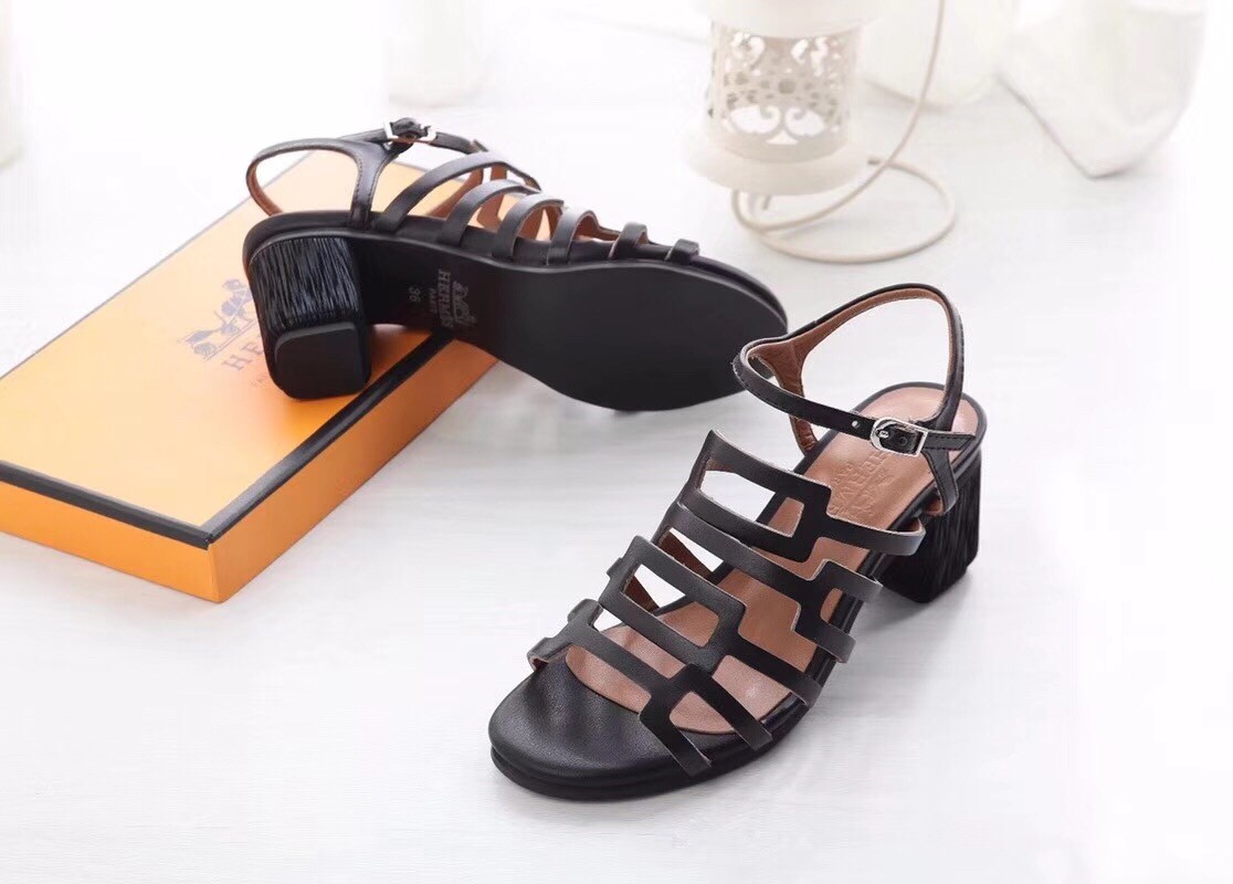 Hermes Oracle Sandals In Black Leather