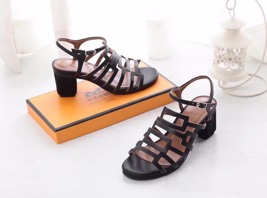 Hermes Oracle Sandals In Black Leather