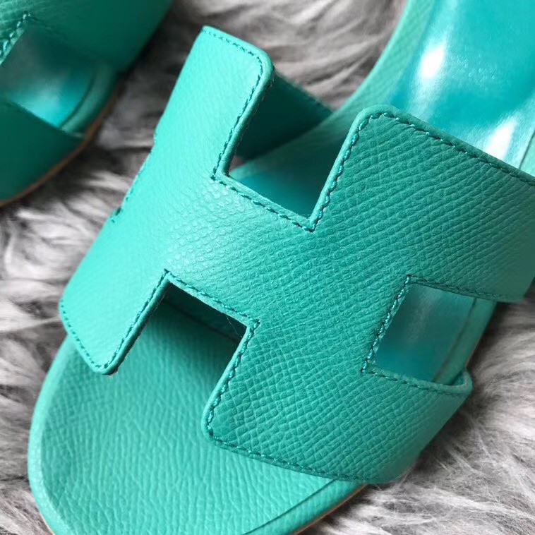 Hermes Oasis Sandals In Vert Veronese Epsom Leather