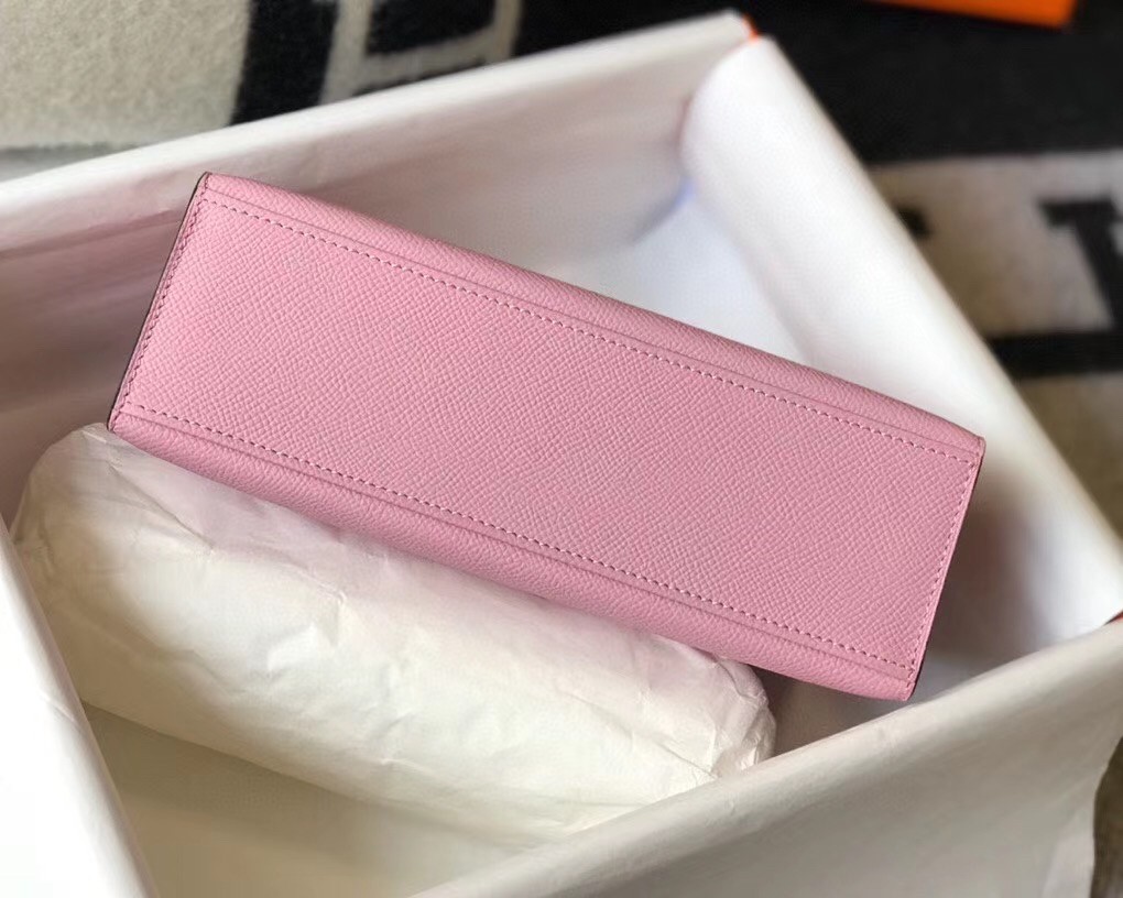 Hermes Kelly Pochette Bag In Mauve Sylvestre Epsom Leather