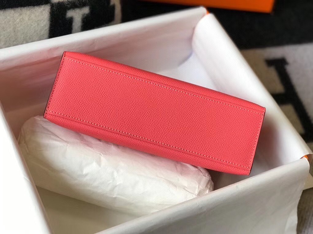 Hermes Kelly Pochette Bag In Rose Lipstick Epsom Leather