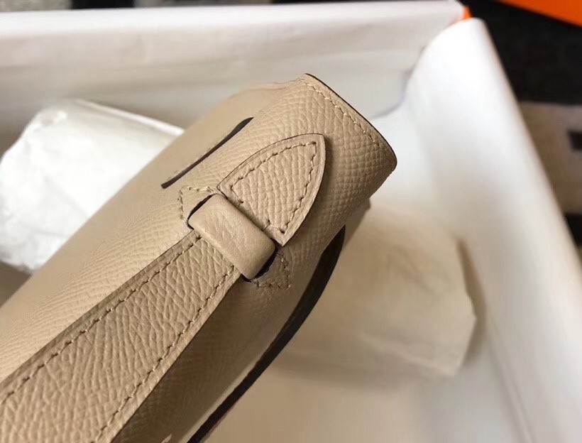 Hermes Kelly Pochette Bag In Gris Tourterelle Epsom Leather
