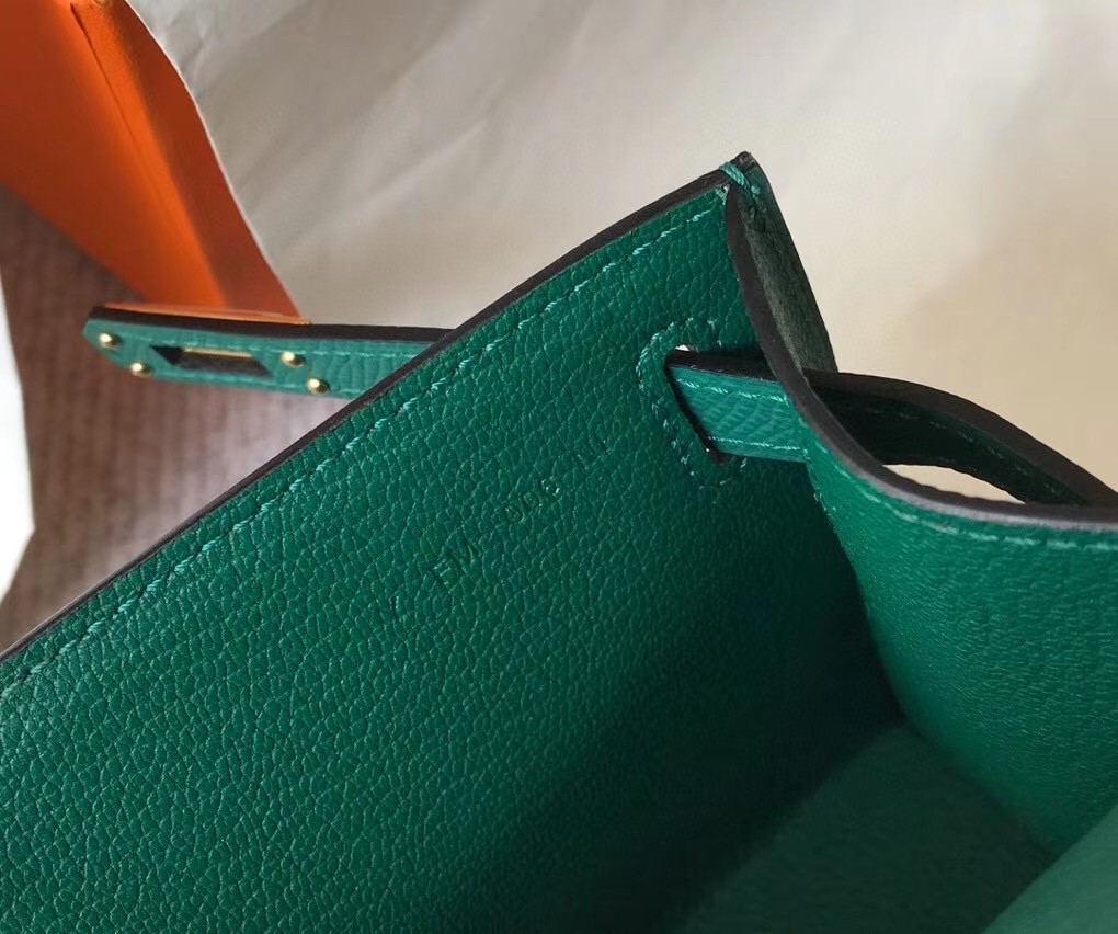 Hermes Kelly Pochette Bag In Vert Veronese Epsom Leather