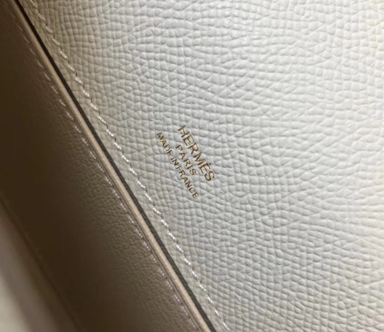 Hermes Kelly Pochette Bag In White Epsom Leather