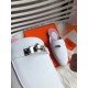 Hermes Oz Mules In White Calfskin Leather