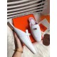 Hermes Oz Mules In White Calfskin Leather