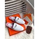 Hermes Oz Mules In White Calfskin Leather