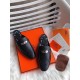 Hermes Oz Mules In Noir Calfskin Leather