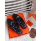 Hermes Oz Mules In Noir Calfskin Leather