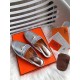 Hermes Oz Mules In Silver Metallic Calfskin