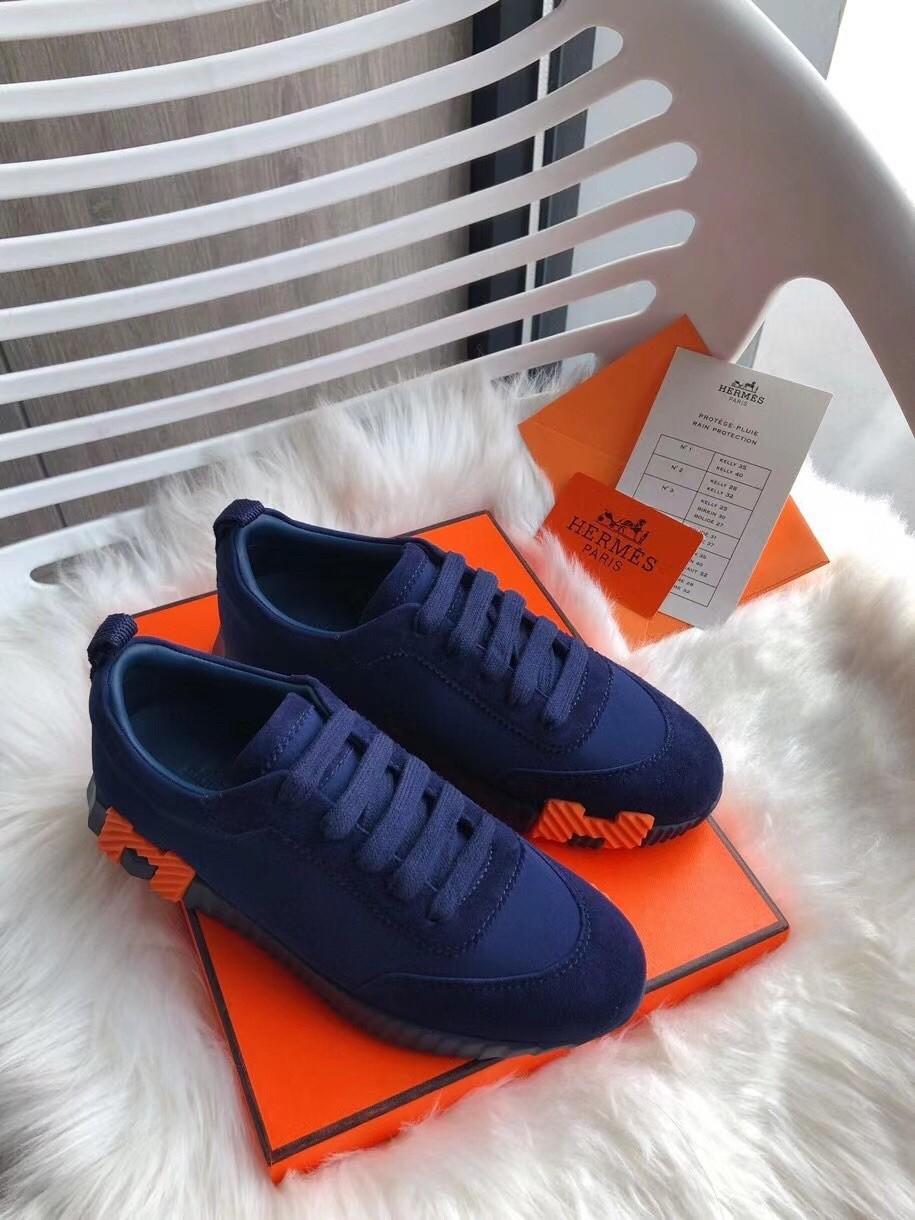 Hermes Bouncing Sneakers In Blue Canvas