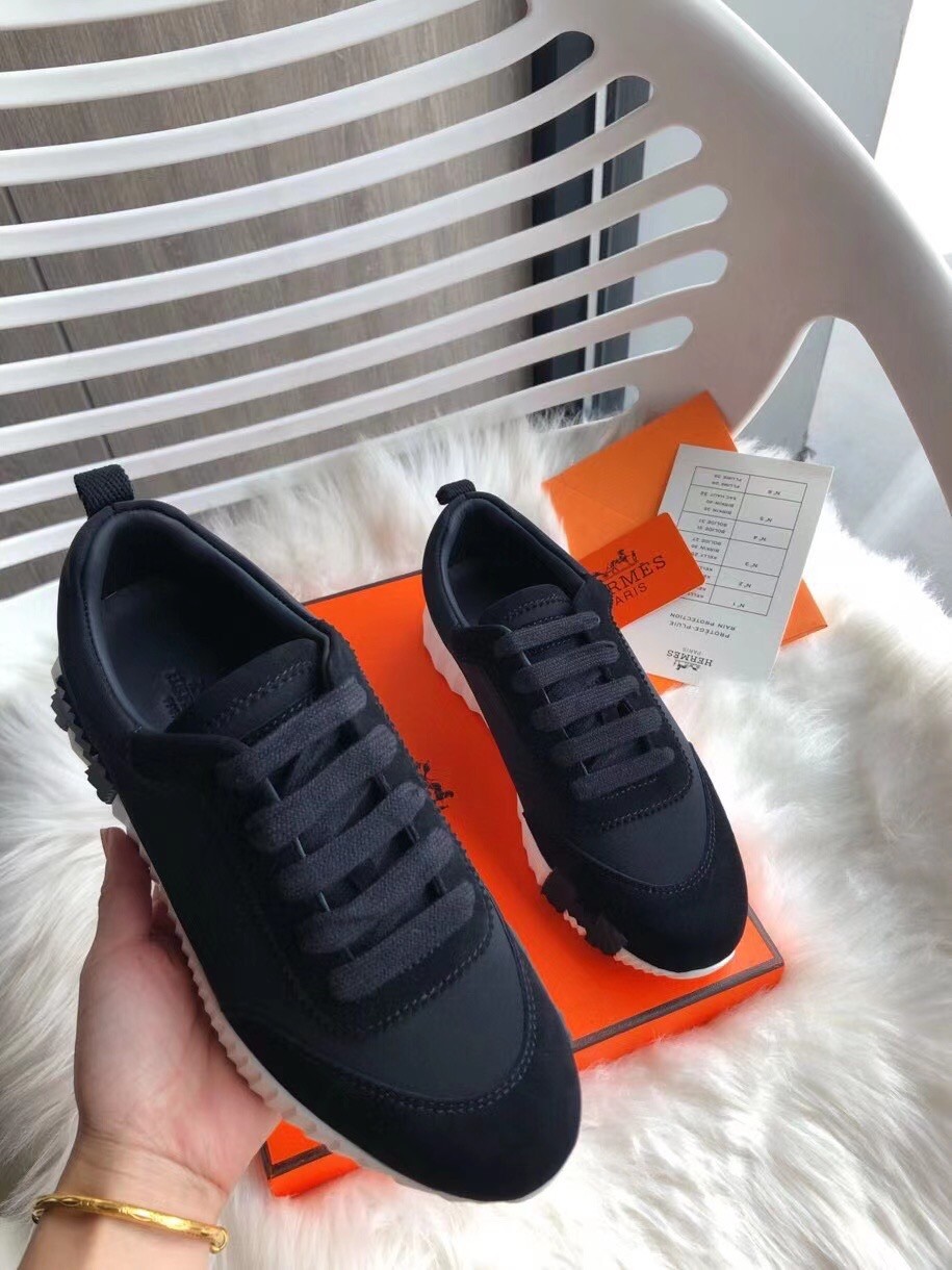 Hermes Bouncing Sneakers In Black Canvas
