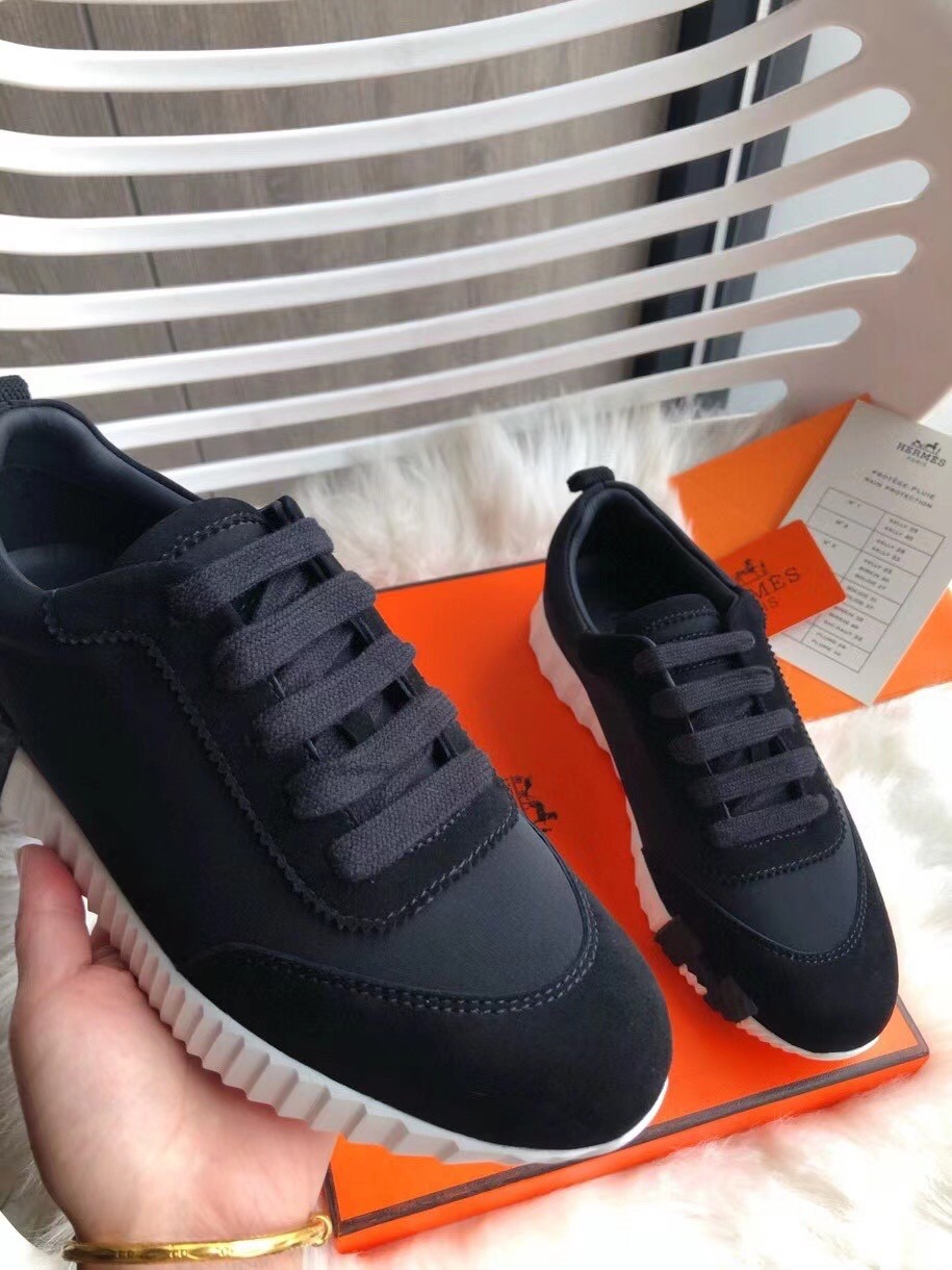 Hermes Bouncing Sneakers In Black Canvas