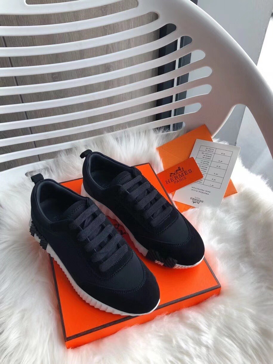 Hermes Bouncing Sneakers In Black Canvas