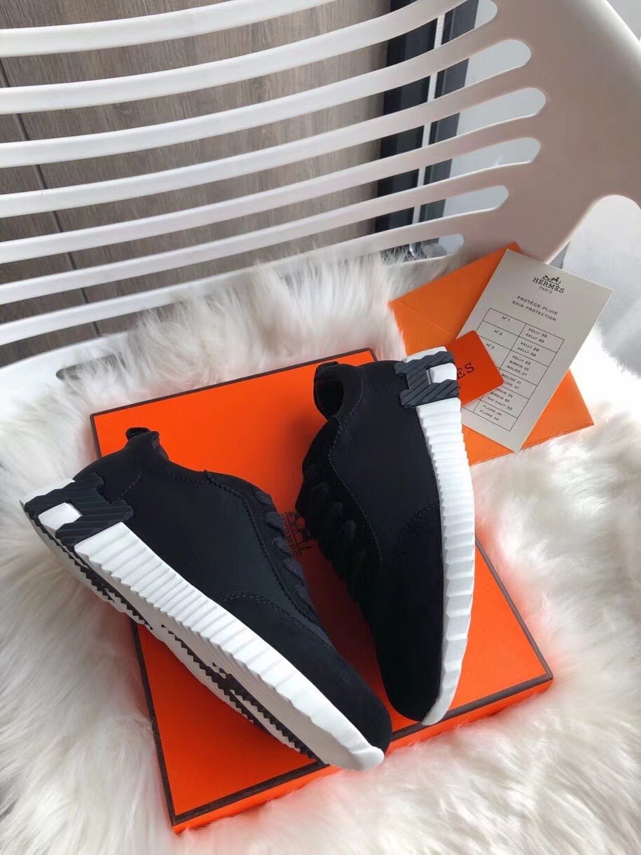 Hermes Bouncing Sneakers In Black Canvas