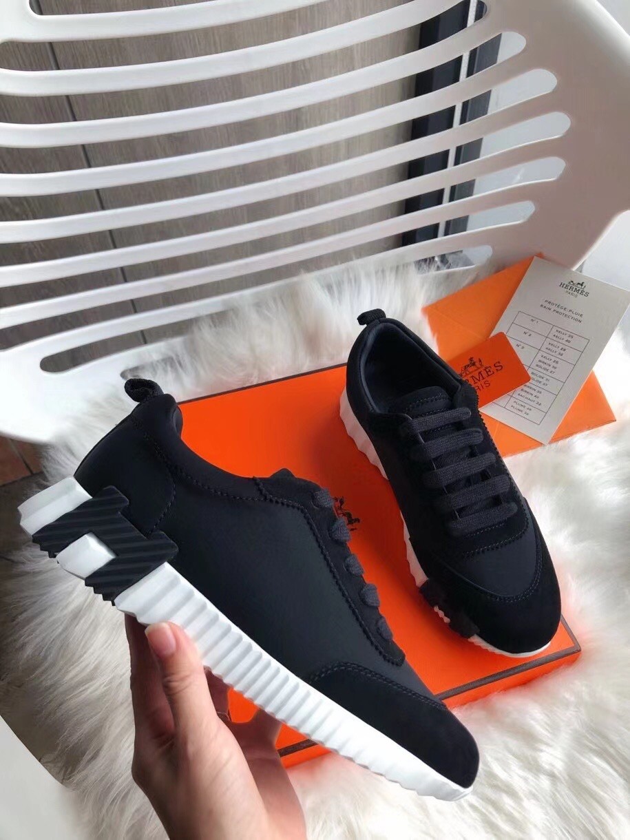 Hermes Bouncing Sneakers In Black Canvas