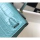 Hermes Kelly Mini II Bag In Blue Atoll Embossed Crocodile Calfskin