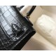 Hermes Kelly Mini II Bag In Black Embossed Crocodile Calfskin
