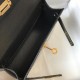 Hermes Kelly Mini II Bag In Black Embossed Crocodile Calfskin