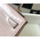 Hermes Kelly Mini II Bag In Rose Dragee Embossed Crocodile Calfskin