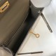 Hermes Kelly Mini II Bag In Taupe Embossed Crocodile Calfskin