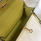 Hermes Kelly Mini II Bag In Jaune Poussin Embossed Crocodile Calfskin