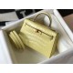 Hermes Kelly Mini II Bag In Jaune Poussin Embossed Crocodile Calfskin