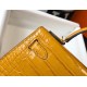 Hermes Kelly Mini II Bag In Yellow Embossed Crocodile Calfskin
