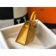 Hermes Kelly Mini II Bag In Yellow Embossed Crocodile Calfskin