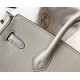 Hermes Pearl Grey Clemence Birkin 30cm Bag GHW