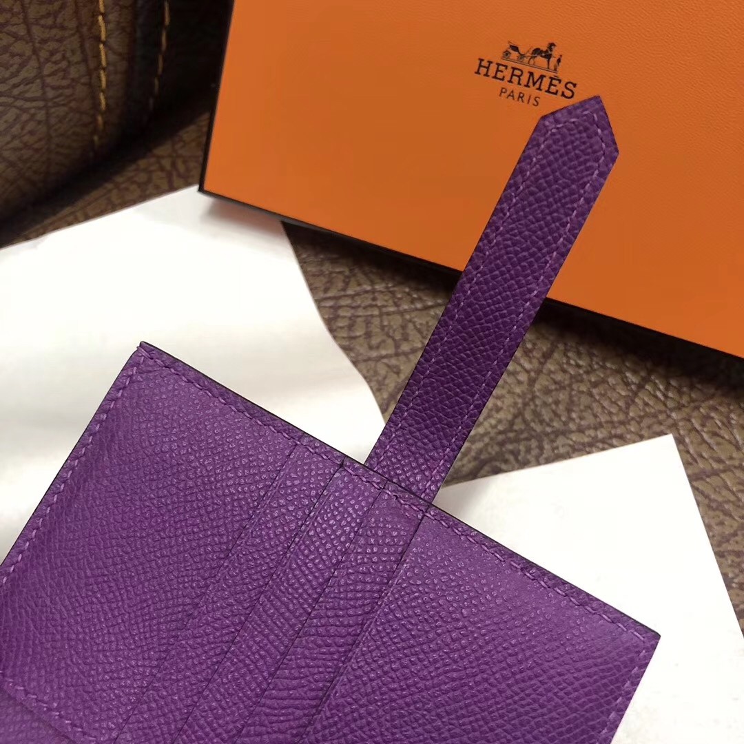 Hermes Bearn Compact Wallet In Purple Epsom Leather