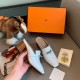 Hermes Blossom Mules In White Goatskin