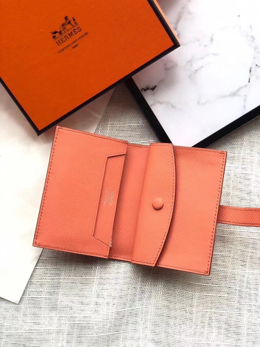Hermes Bearn Mini Wallet In Crevette Epsom Leather