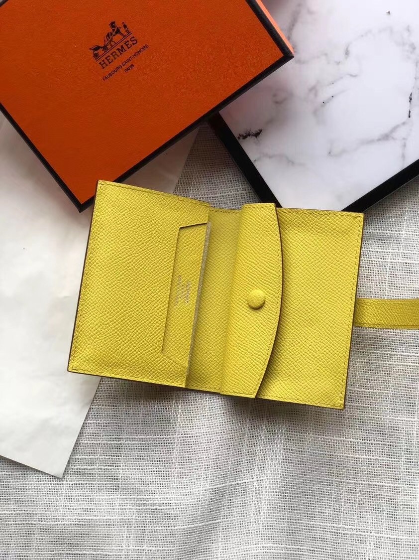 Hermes Bearn Mini Wallet In Yellow Epsom Leather
