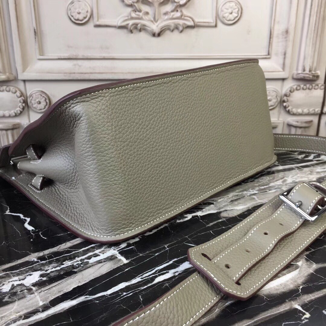 Hermes Grey Clemence Jypsiere 28cm Bag