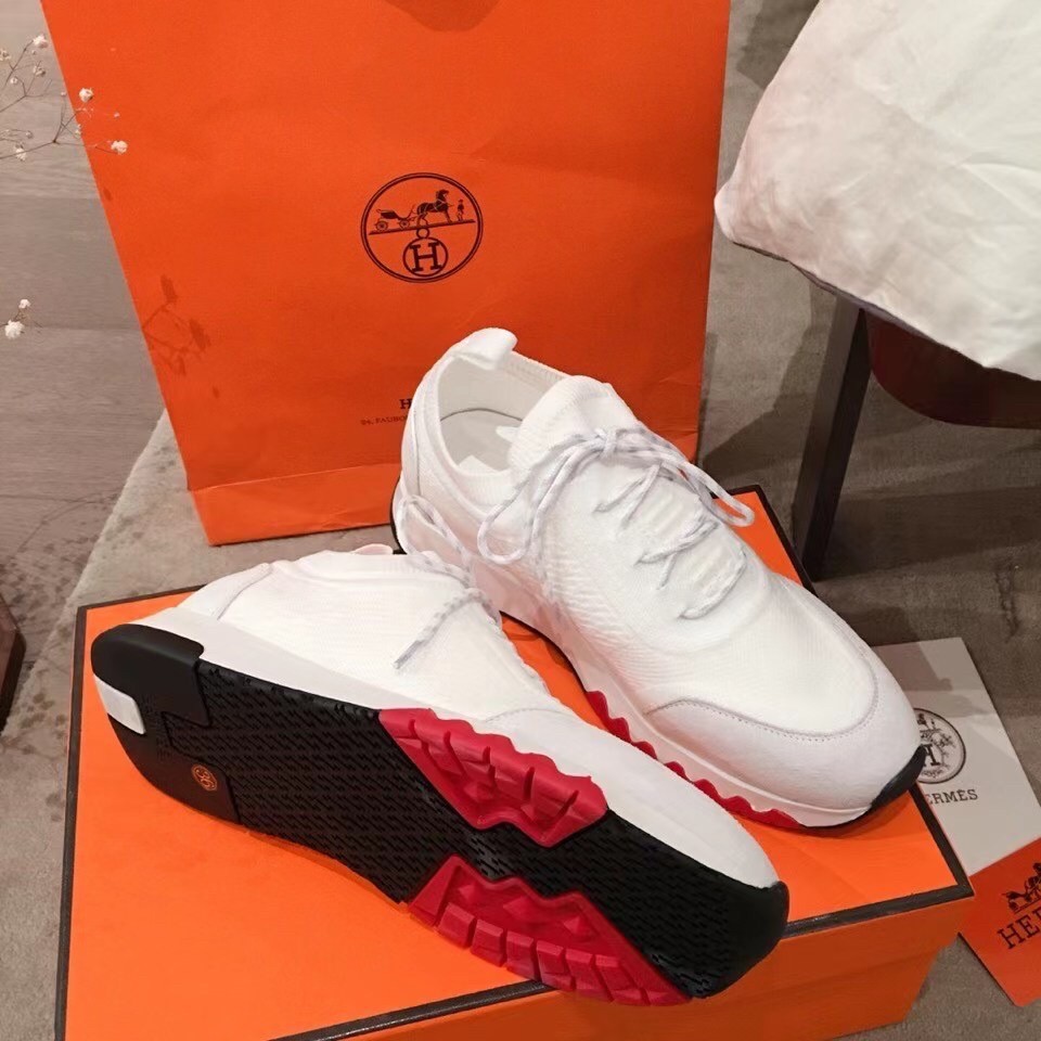 Hermes Addict Sneakers In White Knit