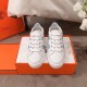 Hermes Avantage Sneakers In White/Mykonos Calfskin