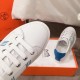 Hermes Avantage Sneakers In White/Mykonos Calfskin